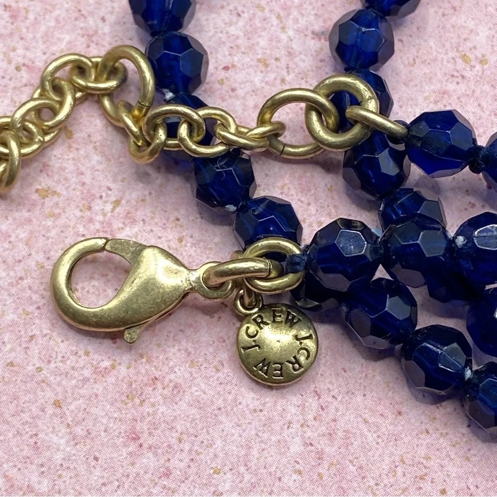 J.CREW Blue Acrylic Beads With White Tassel Pendant
